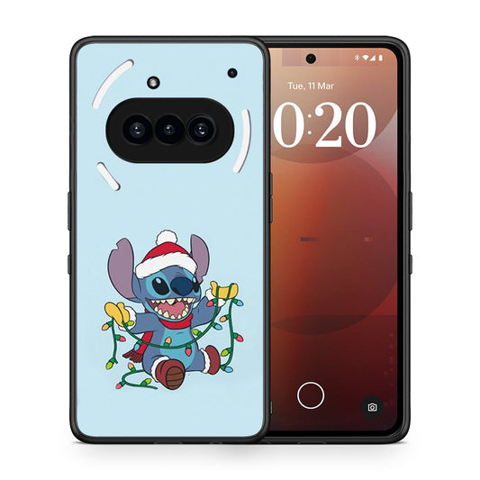 Θήκη Nothing Phone 3a Santa Stich από τη Smartfits με σχέδιο στο πίσω μέρος και μαύρο περίβλημα | Nothing Phone 3a Santa Stich case with colorful back and black bezels