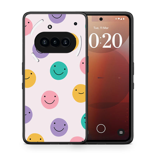 Θήκη Nothing Phone 3a Smiley Faces από τη Smartfits με σχέδιο στο πίσω μέρος και μαύρο περίβλημα | Nothing Phone 3a Smiley Faces case with colorful back and black bezels