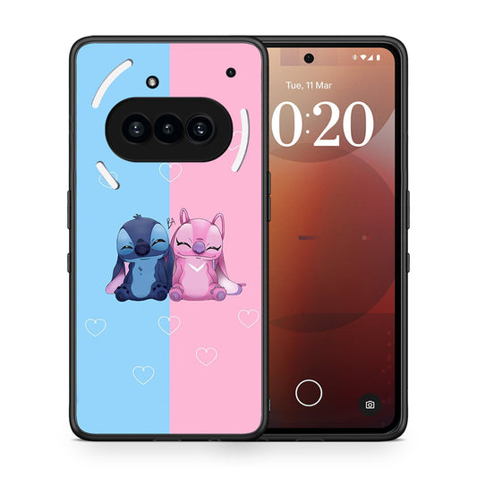 Θήκη Nothing Phone 3a Stitch And Angel από τη Smartfits με σχέδιο στο πίσω μέρος και μαύρο περίβλημα | Nothing Phone 3a Stitch And Angel case with colorful back and black bezels