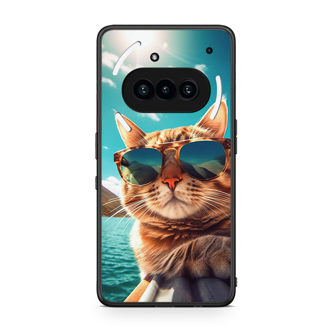 Nothing Phone 3a Summer Cat θήκη από τη Smartfits με σχέδιο στο πίσω μέρος και μαύρο περίβλημα | Smartphone case with colorful back and black bezels by Smartfits