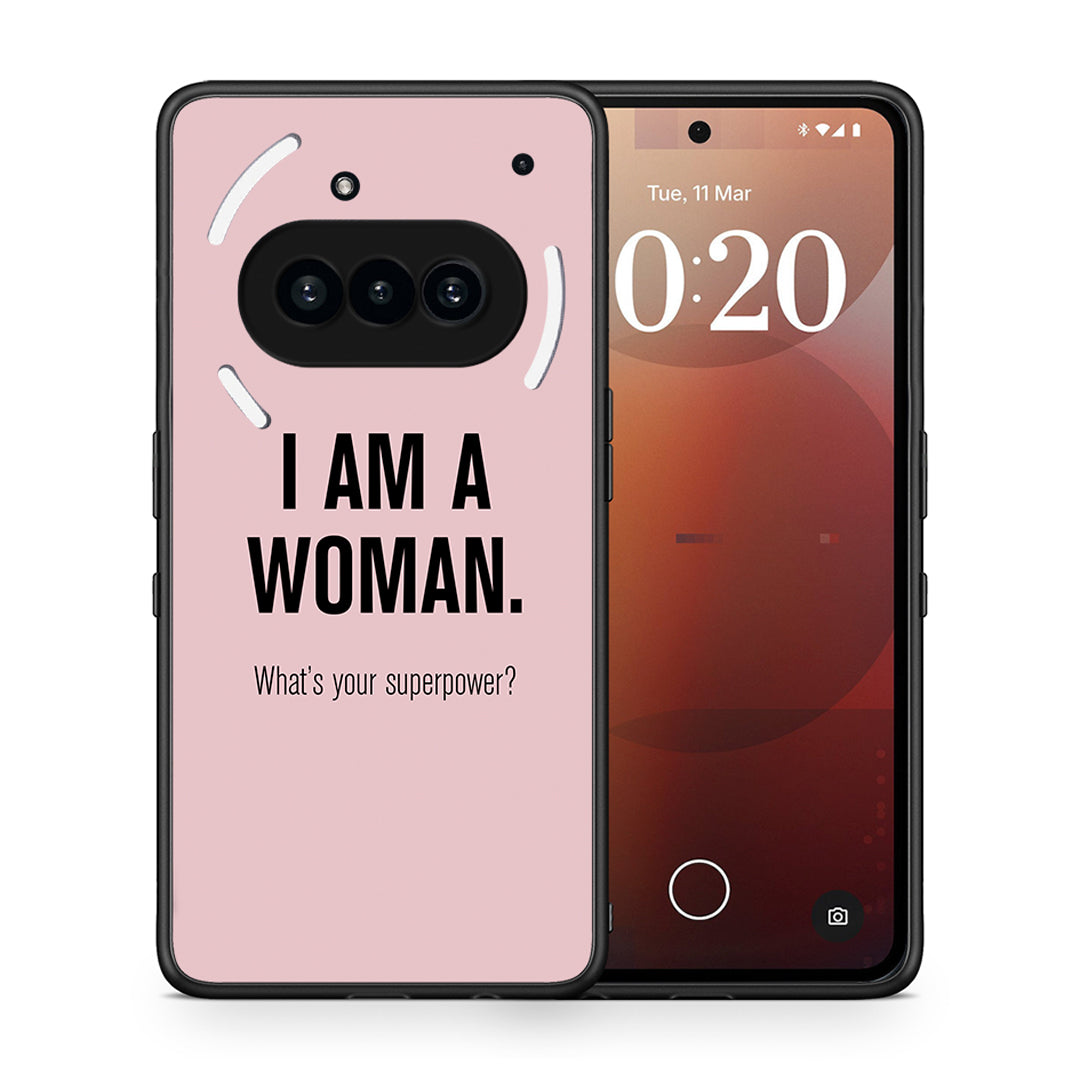 Θήκη Nothing Phone 3a Superpower Woman από τη Smartfits με σχέδιο στο πίσω μέρος και μαύρο περίβλημα | Nothing Phone 3a Superpower Woman case with colorful back and black bezels