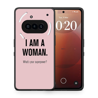 Θήκη Nothing Phone 3a Superpower Woman από τη Smartfits με σχέδιο στο πίσω μέρος και μαύρο περίβλημα | Nothing Phone 3a Superpower Woman case with colorful back and black bezels