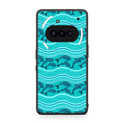Nothing Phone 3a Swimming Dolphins θήκη από τη Smartfits με σχέδιο στο πίσω μέρος και μαύρο περίβλημα | Smartphone case with colorful back and black bezels by Smartfits
