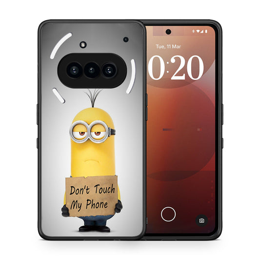 Θήκη Nothing Phone 3a Minion Text από τη Smartfits με σχέδιο στο πίσω μέρος και μαύρο περίβλημα | Nothing Phone 3a Minion Text case with colorful back and black bezels