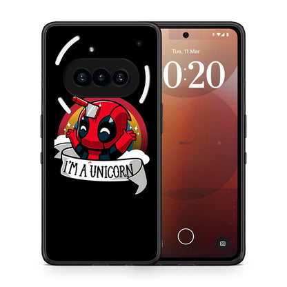 Θήκη Nothing Phone 3a Unicorn Deadpool από τη Smartfits με σχέδιο στο πίσω μέρος και μαύρο περίβλημα | Nothing Phone 3a Unicorn Deadpool case with colorful back and black bezels