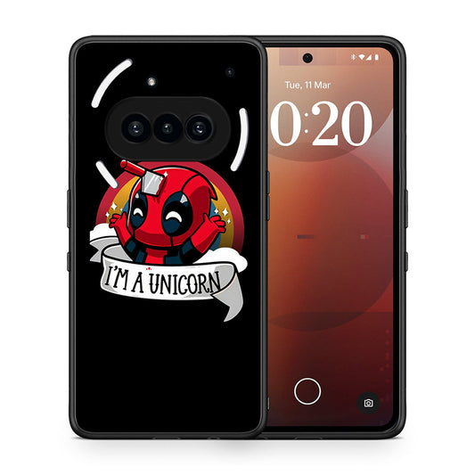 Θήκη Nothing Phone 3a Unicorn Deadpool από τη Smartfits με σχέδιο στο πίσω μέρος και μαύρο περίβλημα | Nothing Phone 3a Unicorn Deadpool case with colorful back and black bezels