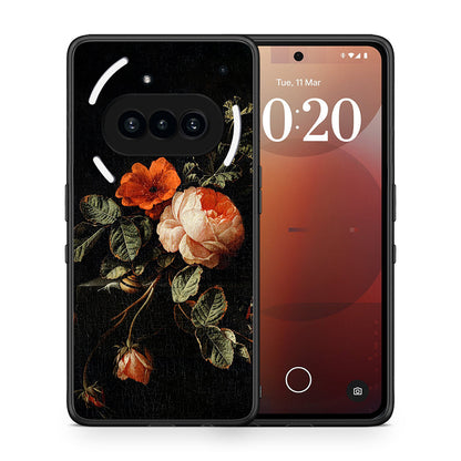 Θήκη Nothing Phone 3a Vintage Roses από τη Smartfits με σχέδιο στο πίσω μέρος και μαύρο περίβλημα | Nothing Phone 3a Vintage Roses case with colorful back and black bezels