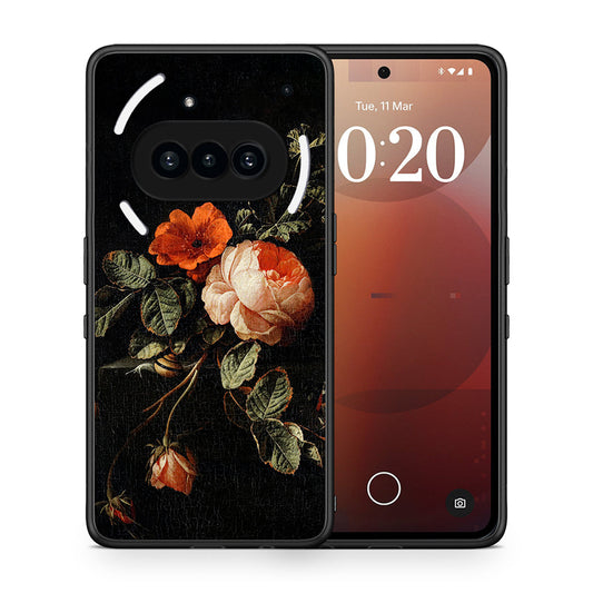 Θήκη Nothing Phone 3a Vintage Roses από τη Smartfits με σχέδιο στο πίσω μέρος και μαύρο περίβλημα | Nothing Phone 3a Vintage Roses case with colorful back and black bezels