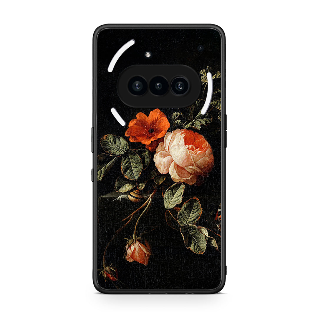 Nothing Phone 3a Vintage Roses θήκη από τη Smartfits με σχέδιο στο πίσω μέρος και μαύρο περίβλημα | Smartphone case with colorful back and black bezels by Smartfits