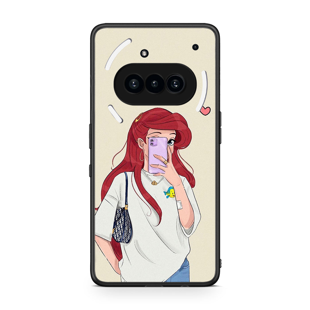 Nothing Phone 3a Walking Mermaid Θήκη από τη Smartfits με σχέδιο στο πίσω μέρος και μαύρο περίβλημα | Smartphone case with colorful back and black bezels by Smartfits