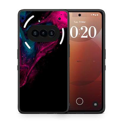 Θήκη Nothing Phone 3a Pink Black Watercolor από τη Smartfits με σχέδιο στο πίσω μέρος και μαύρο περίβλημα | Nothing Phone 3a Pink Black Watercolor case with colorful back and black bezels