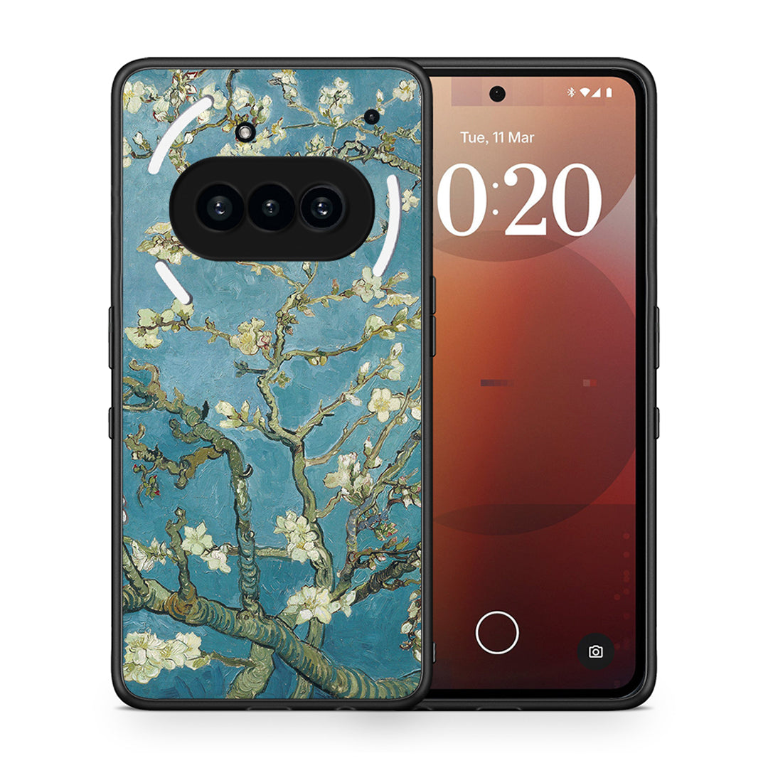 Θήκη Nothing Phone 3a White Blossoms από τη Smartfits με σχέδιο στο πίσω μέρος και μαύρο περίβλημα | Nothing Phone 3a White Blossoms case with colorful back and black bezels