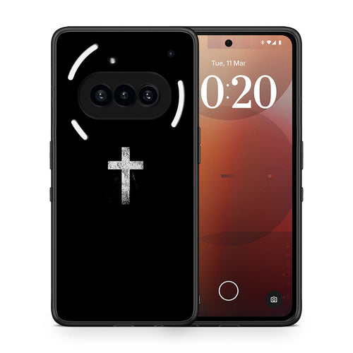Θήκη Nothing Phone 3a White Cross από τη Smartfits με σχέδιο στο πίσω μέρος και μαύρο περίβλημα | Nothing Phone 3a White Cross case with colorful back and black bezels