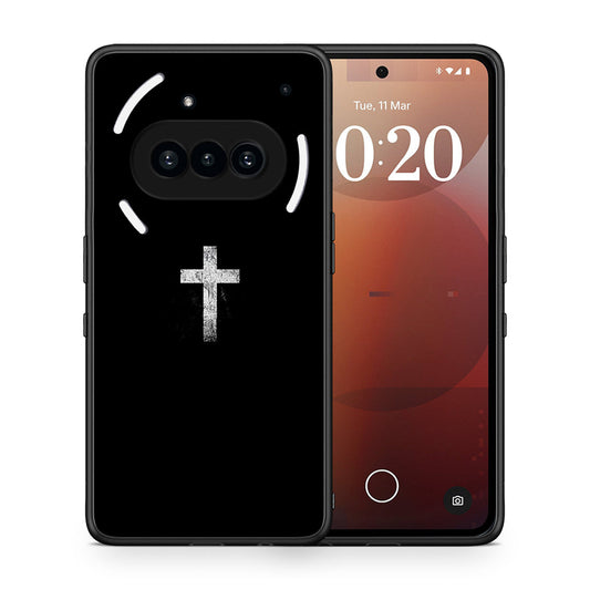 Θήκη Nothing Phone 3a White Cross από τη Smartfits με σχέδιο στο πίσω μέρος και μαύρο περίβλημα | Nothing Phone 3a White Cross case with colorful back and black bezels