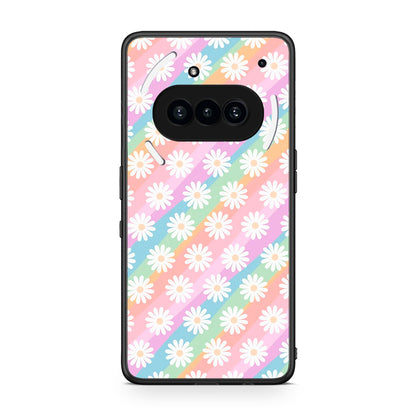 Nothing Phone 3a White Daisies θήκη από τη Smartfits με σχέδιο στο πίσω μέρος και μαύρο περίβλημα | Smartphone case with colorful back and black bezels by Smartfits