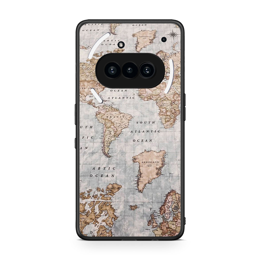 Nothing Phone 3a World Map Θήκη από τη Smartfits με σχέδιο στο πίσω μέρος και μαύρο περίβλημα | Smartphone case with colorful back and black bezels by Smartfits