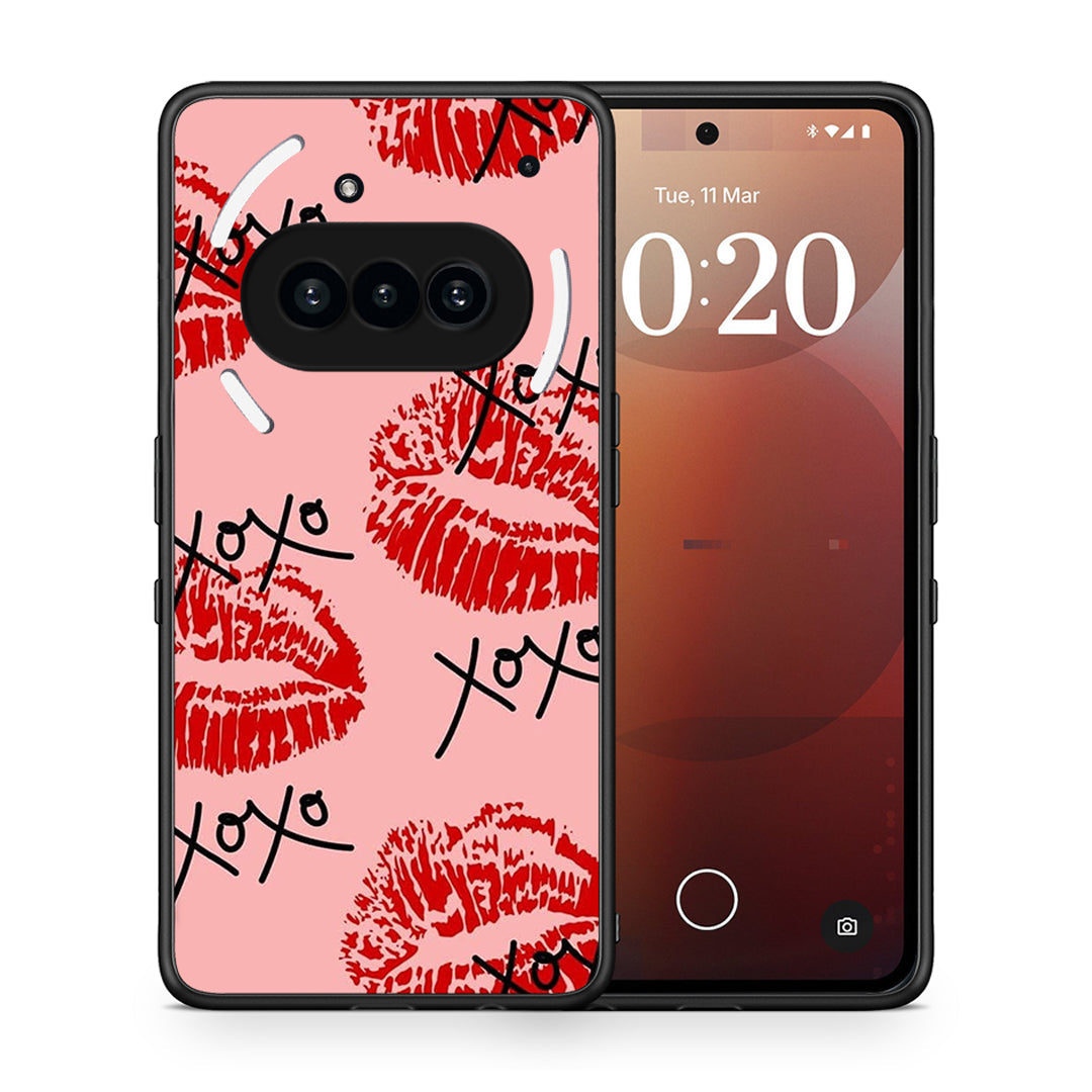 Θήκη Nothing Phone 3a XOXO Lips από τη Smartfits με σχέδιο στο πίσω μέρος και μαύρο περίβλημα | Nothing Phone 3a XOXO Lips case with colorful back and black bezels
