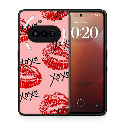 Θήκη Nothing Phone 3a XOXO Lips από τη Smartfits με σχέδιο στο πίσω μέρος και μαύρο περίβλημα | Nothing Phone 3a XOXO Lips case with colorful back and black bezels