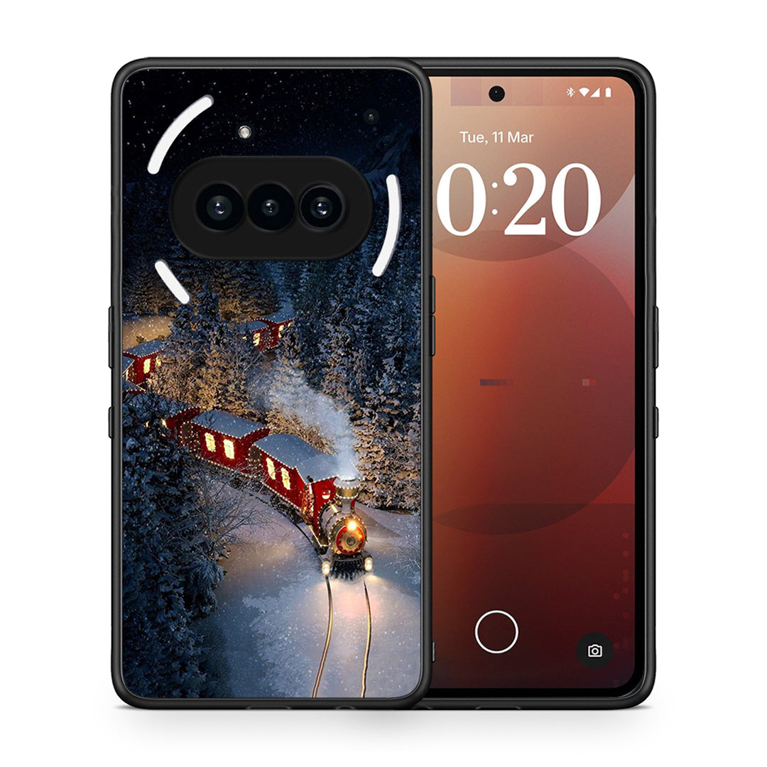Θήκη Nothing Phone 3a Xmas Train από τη Smartfits με σχέδιο στο πίσω μέρος και μαύρο περίβλημα | Nothing Phone 3a Xmas Train case with colorful back and black bezels