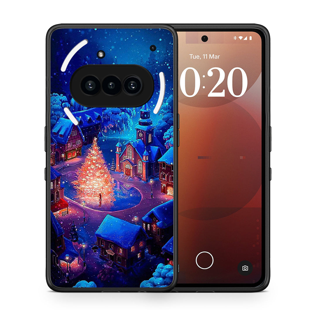 Θήκη Nothing Phone 3a Xmas Village από τη Smartfits με σχέδιο στο πίσω μέρος και μαύρο περίβλημα | Nothing Phone 3a Xmas Village case with colorful back and black bezels
