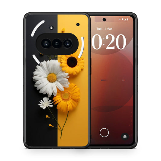 Θήκη Nothing Phone 3a Yellow Daisies από τη Smartfits με σχέδιο στο πίσω μέρος και μαύρο περίβλημα | Nothing Phone 3a Yellow Daisies case with colorful back and black bezels