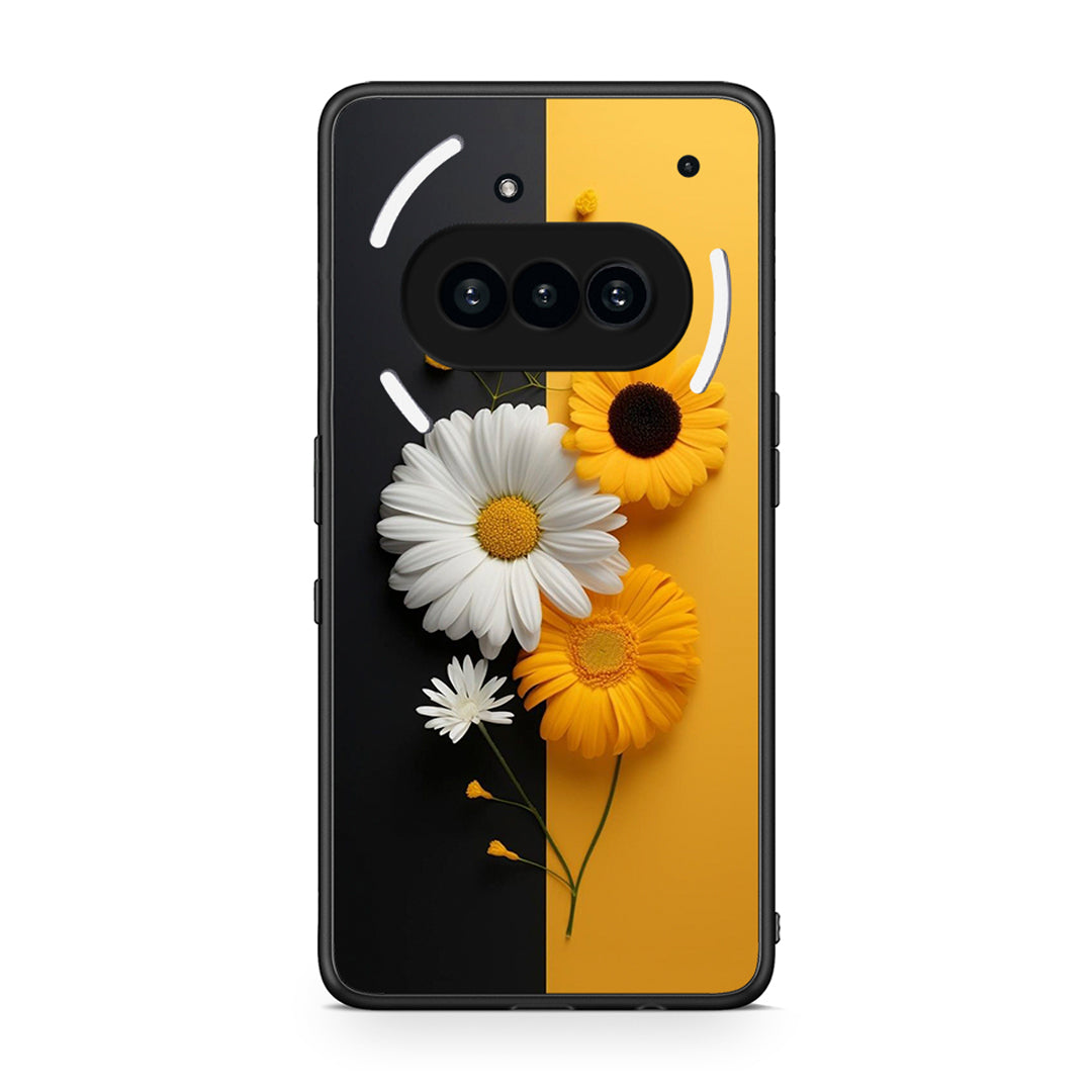 Nothing Phone 3a Yellow Daisies θήκη από τη Smartfits με σχέδιο στο πίσω μέρος και μαύρο περίβλημα | Smartphone case with colorful back and black bezels by Smartfits