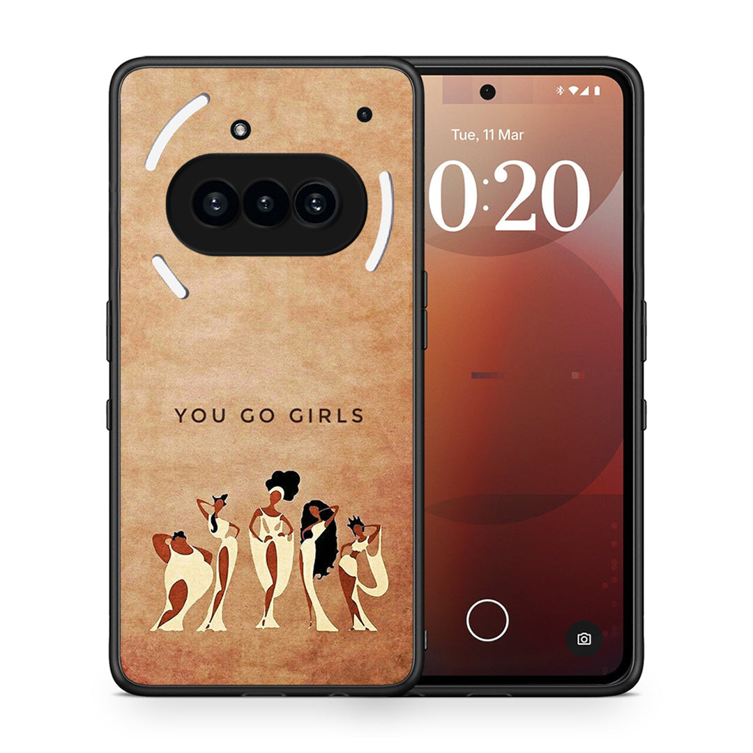 Θήκη Nothing Phone 3a You Go Girl από τη Smartfits με σχέδιο στο πίσω μέρος και μαύρο περίβλημα | Nothing Phone 3a You Go Girl case with colorful back and black bezels