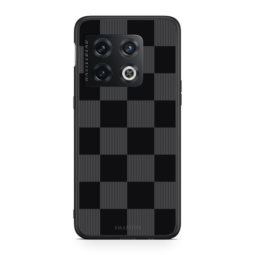 Θήκη OnePlus 10 Pro Black and Charcoal Striped Checks από τη Smartfits με σχέδιο στο πίσω μέρος και μαύρο περίβλημα | OnePlus 10 Pro Black and Charcoal Striped Checks case with colorful back and black bezels