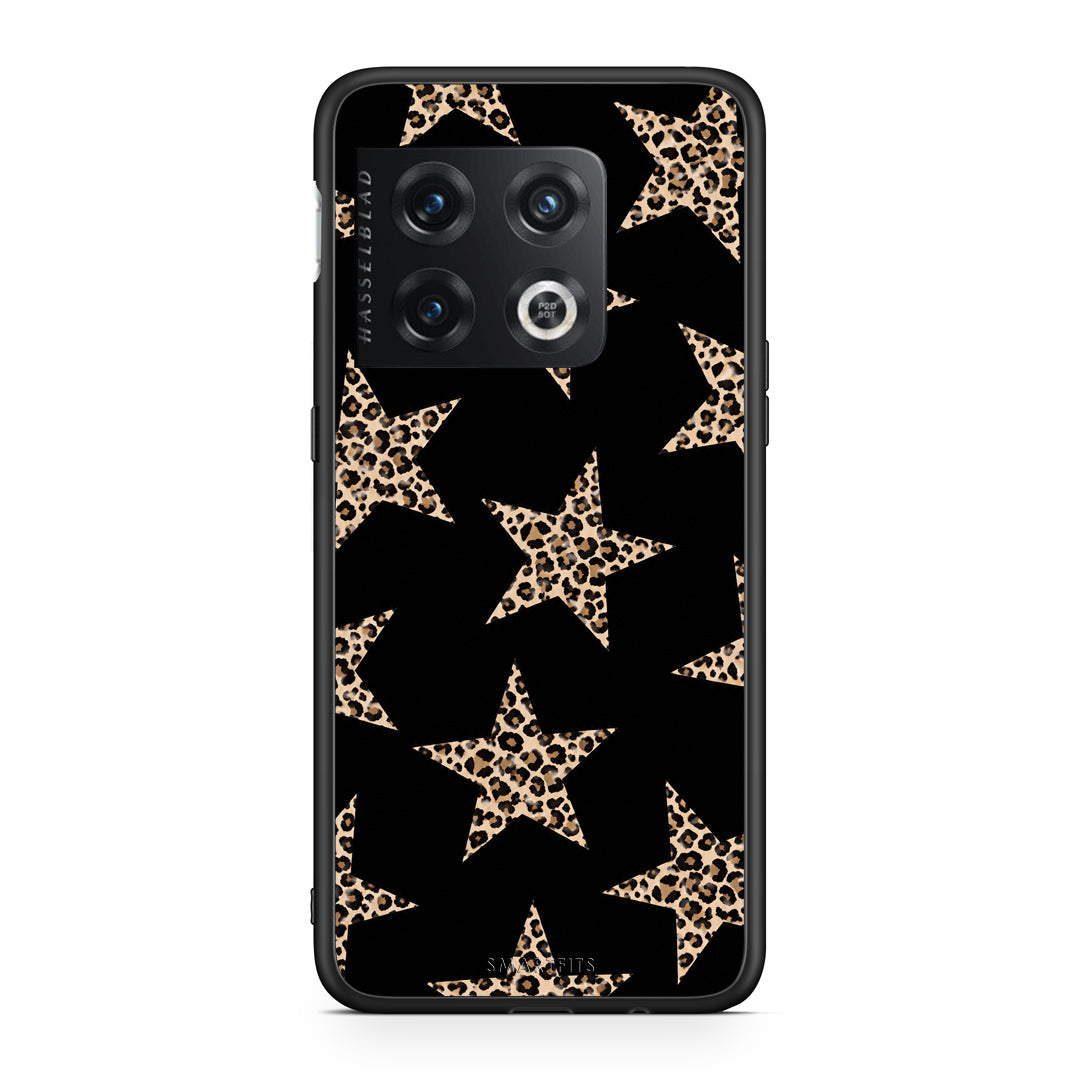 Θήκη OnePlus 10 Pro Leopard Stars on Black από τη Smartfits με σχέδιο στο πίσω μέρος και μαύρο περίβλημα | OnePlus 10 Pro Leopard Stars on Black case with colorful back and black bezels