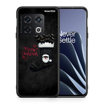 Θήκη OnePlus 10 Pro Merry Cat Christmas από τη Smartfits με σχέδιο στο πίσω μέρος και μαύρο περίβλημα | OnePlus 10 Pro Merry Cat Christmas case with colorful back and black bezels