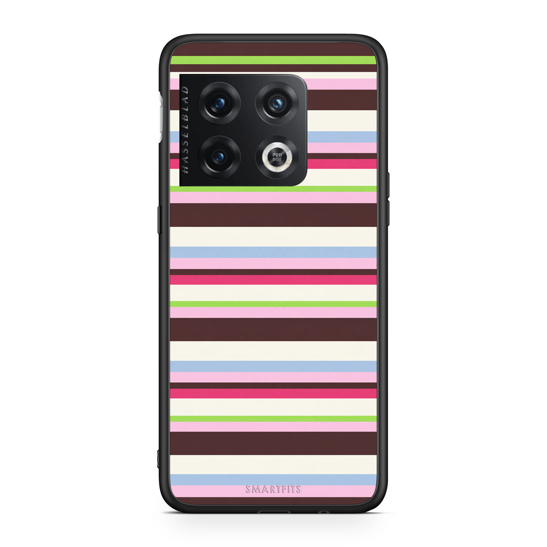 Θήκη OnePlus 10 Pro Multicolour Horizontal Stripes από τη Smartfits με σχέδιο στο πίσω μέρος και μαύρο περίβλημα | OnePlus 10 Pro Multicolour Horizontal Stripes case with colorful back and black bezels