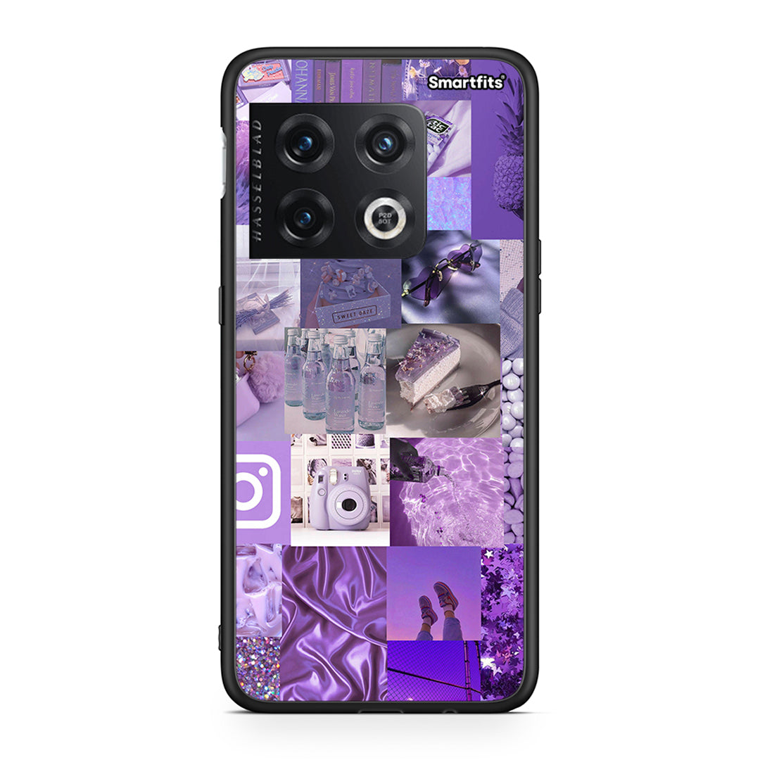 OnePlus 10 Pro Purple Aesthetic Collage θήκη από τη Smartfits με σχέδιο στο πίσω μέρος και μαύρο περίβλημα | Smartphone case with colorful back and black bezels by Smartfits