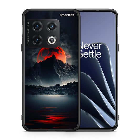 Θήκη OnePlus 10 Pro Red Full Moon από τη Smartfits με σχέδιο στο πίσω μέρος και μαύρο περίβλημα | OnePlus 10 Pro Red Full Moon case with colorful back and black bezels