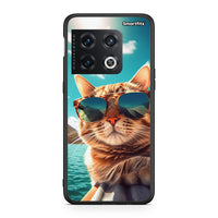 Thumbnail for OnePlus 10 Pro Summer Cat θήκη από τη Smartfits με σχέδιο στο πίσω μέρος και μαύρο περίβλημα | Smartphone case with colorful back and black bezels by Smartfits
