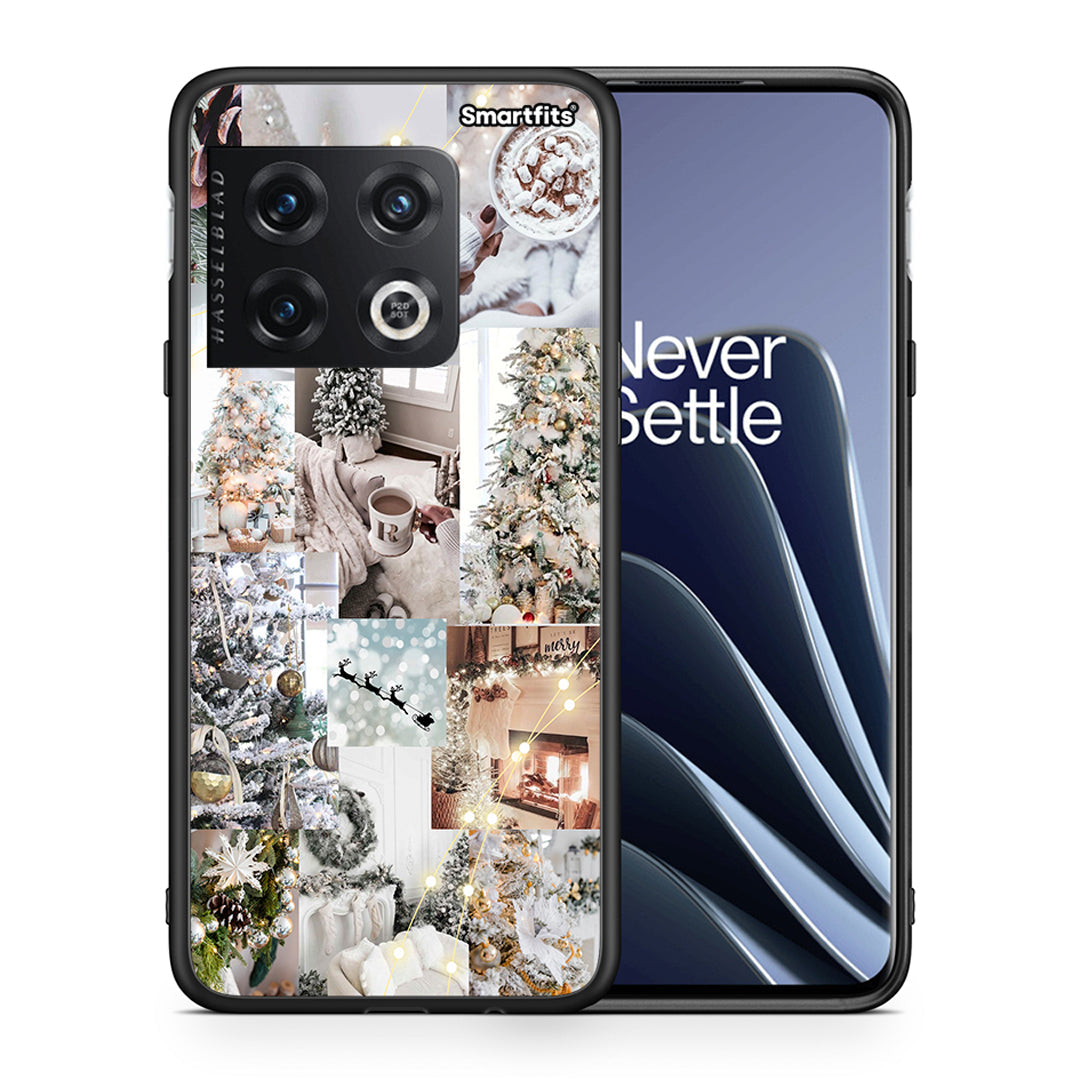 Θήκη OnePlus 10 Pro White Christmas από τη Smartfits με σχέδιο στο πίσω μέρος και μαύρο περίβλημα | OnePlus 10 Pro White Christmas case with colorful back and black bezels