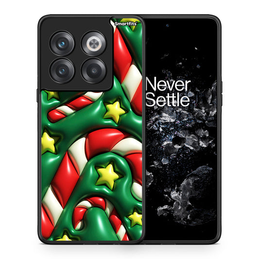 Θήκη OnePlus 10T Christmas Bubbles από τη Smartfits με σχέδιο στο πίσω μέρος και μαύρο περίβλημα | OnePlus 10T Christmas Bubbles case with colorful back and black bezels