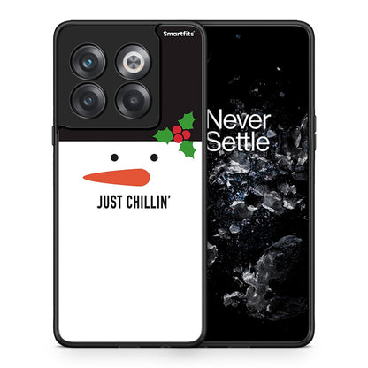 Θήκη OnePlus 10T Christmas Chillin από τη Smartfits με σχέδιο στο πίσω μέρος και μαύρο περίβλημα | OnePlus 10T Christmas Chillin case with colorful back and black bezels