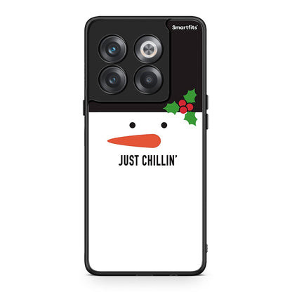 OnePlus 10T Christmas Chillin θήκη από τη Smartfits με σχέδιο στο πίσω μέρος και μαύρο περίβλημα | Smartphone case with colorful back and black bezels by Smartfits