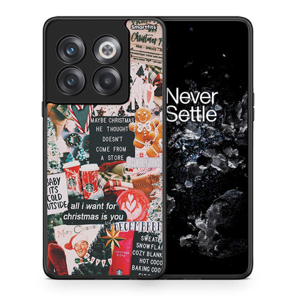 Θήκη OnePlus 10T Christmas Happiness από τη Smartfits με σχέδιο στο πίσω μέρος και μαύρο περίβλημα | OnePlus 10T Christmas Happiness case with colorful back and black bezels