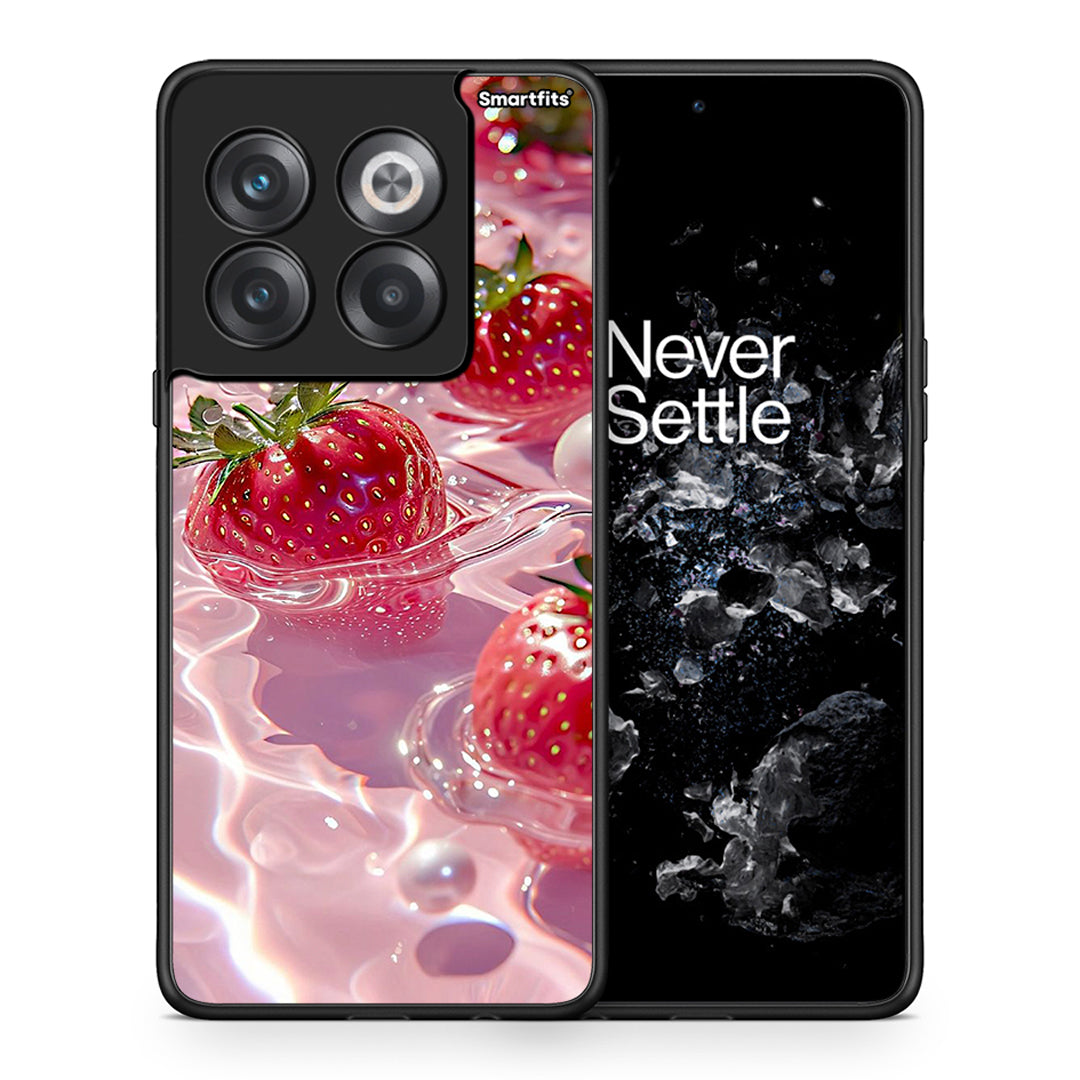 Θήκη OnePlus 10T Juicy Strawberries από τη Smartfits με σχέδιο στο πίσω μέρος και μαύρο περίβλημα | OnePlus 10T Juicy Strawberries case with colorful back and black bezels