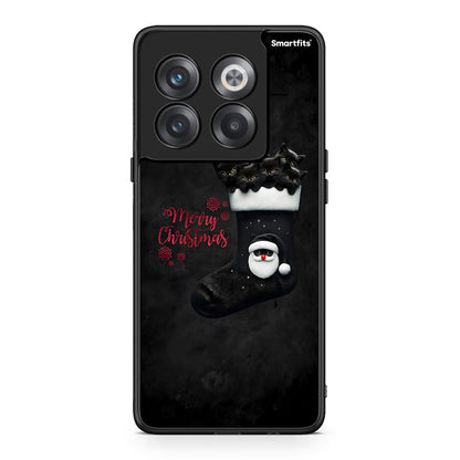 OnePlus 10T Merry Cat Christmas θήκη από τη Smartfits με σχέδιο στο πίσω μέρος και μαύρο περίβλημα | Smartphone case with colorful back and black bezels by Smartfits