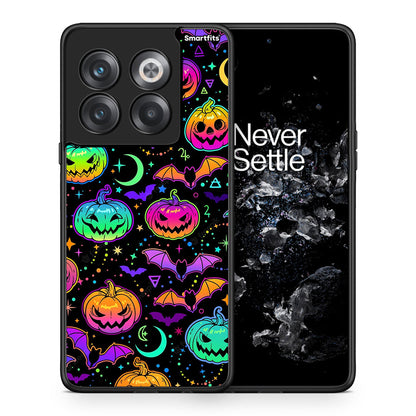 Θήκη OnePlus 10T Neon Halloween από τη Smartfits με σχέδιο στο πίσω μέρος και μαύρο περίβλημα | OnePlus 10T Neon Halloween case with colorful back and black bezels