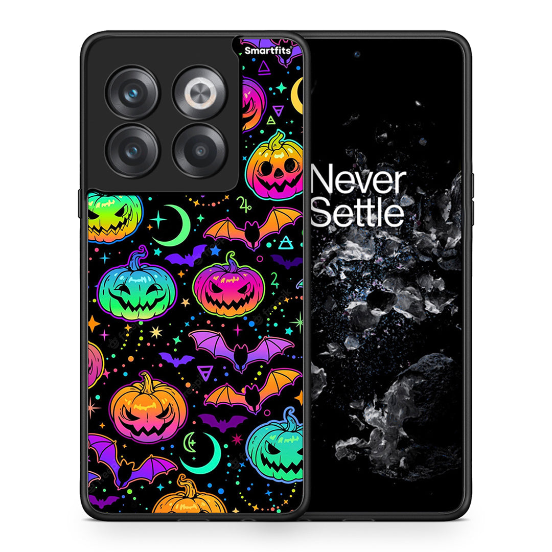 Θήκη OnePlus 10T Neon Halloween από τη Smartfits με σχέδιο στο πίσω μέρος και μαύρο περίβλημα | OnePlus 10T Neon Halloween case with colorful back and black bezels