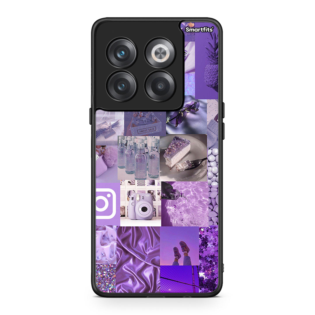 OnePlus 10T Purple Aesthetic Collage θήκη από τη Smartfits με σχέδιο στο πίσω μέρος και μαύρο περίβλημα | Smartphone case with colorful back and black bezels by Smartfits