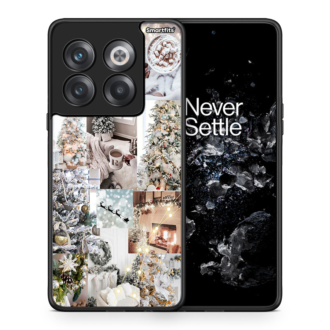 Θήκη OnePlus 10T White Christmas από τη Smartfits με σχέδιο στο πίσω μέρος και μαύρο περίβλημα | OnePlus 10T White Christmas case with colorful back and black bezels