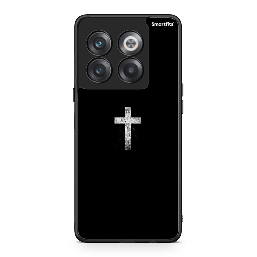 OnePlus 10T White Cross θήκη από τη Smartfits με σχέδιο στο πίσω μέρος και μαύρο περίβλημα | Smartphone case with colorful back and black bezels by Smartfits