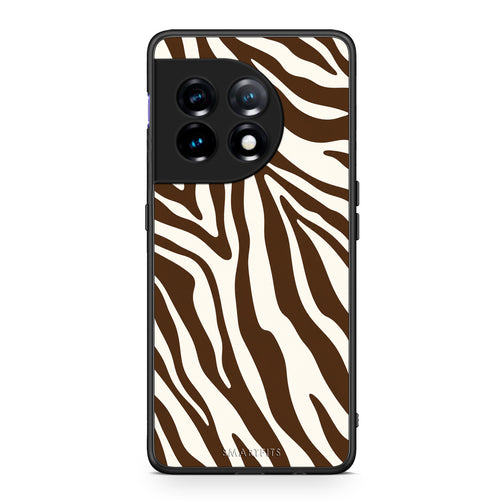 Θήκη OnePlus 11 5G Brown and Cream Zebra Stripes από τη Smartfits με σχέδιο στο πίσω μέρος και μαύρο περίβλημα | OnePlus 11 5G Brown and Cream Zebra Stripes case with colorful back and black bezels