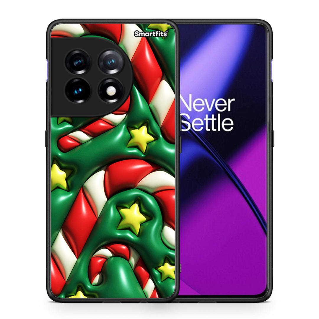 Θήκη OnePlus 11 5G Christmas Bubbles από τη Smartfits με σχέδιο στο πίσω μέρος και μαύρο περίβλημα | OnePlus 11 5G Christmas Bubbles Case with Colorful Back and Black Bezels