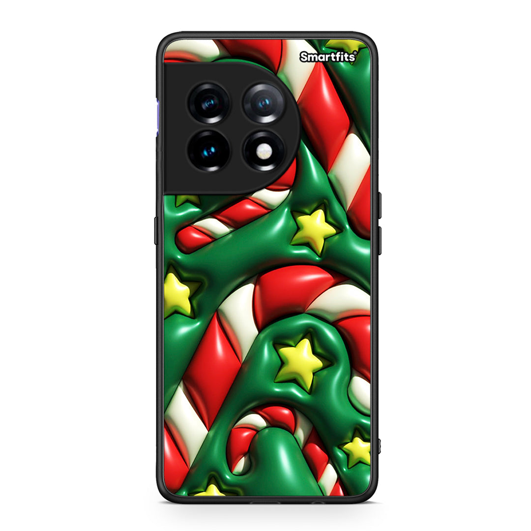 Θήκη OnePlus 11 5G Christmas Bubbles από τη Smartfits με σχέδιο στο πίσω μέρος και μαύρο περίβλημα | OnePlus 11 5G Christmas Bubbles Case with Colorful Back and Black Bezels