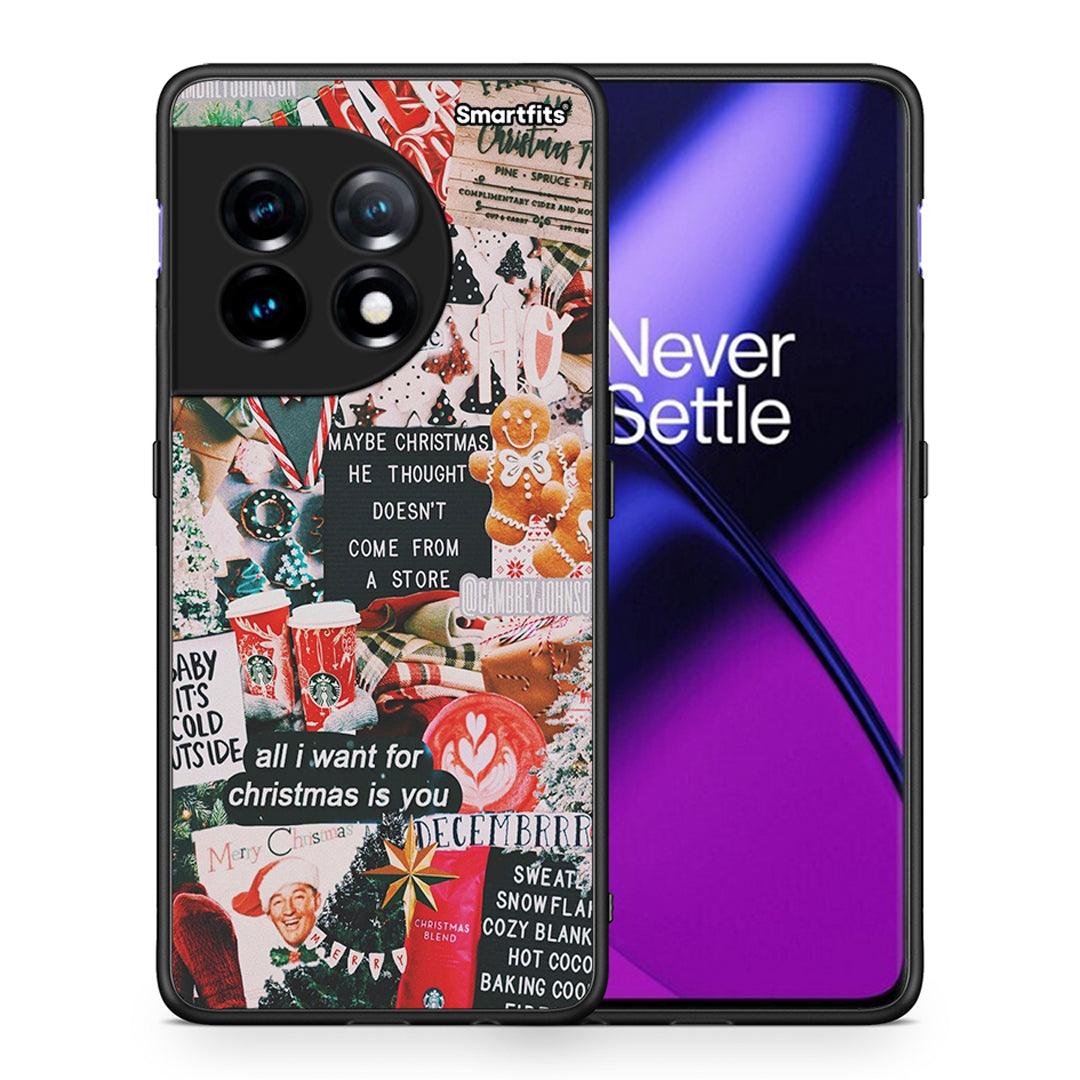 Θήκη OnePlus 11 5G Christmas Happiness από τη Smartfits με σχέδιο στο πίσω μέρος και μαύρο περίβλημα | OnePlus 11 5G Christmas Happiness Case with Colorful Back and Black Bezels